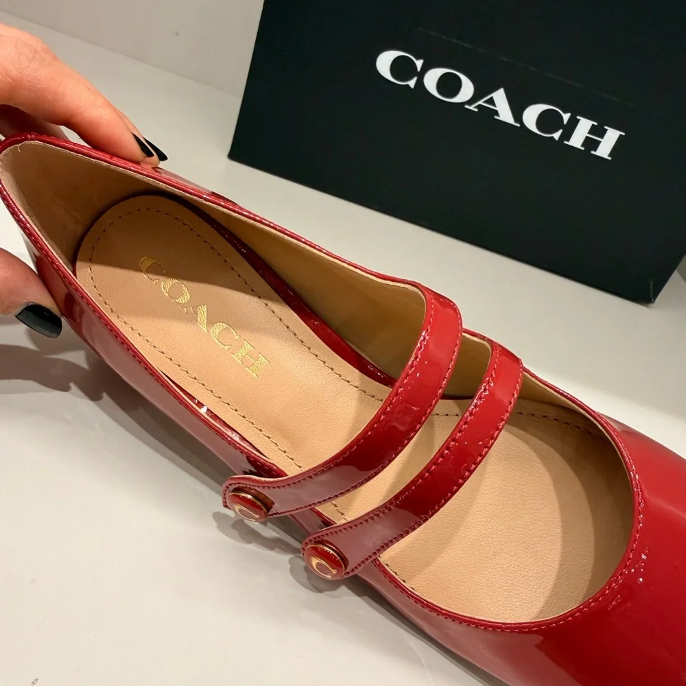 Coach Red Patent Leather Mary Jane Heels